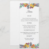 Bright Florals Spring Wedding Menu Kaart (Voorkant / Achterkant)