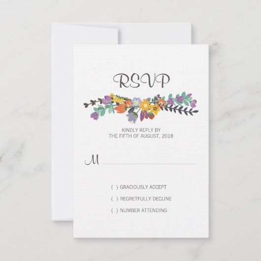 Bright Florals Spring Wedding RSVP-kaart RSVP Kaartje (Voorkant)