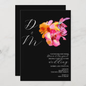 Bright Florals Waterkleurig Monogram Weddenschap Kaart (Voorkant / Achterkant)
