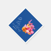 Bright Florals Waterkleurige Monogram Blue Wedding Servet (Hoek)