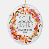 Bright Florals & White Shiplap Soul Sisters Friend Keramisch Ornament (Links)