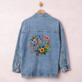 Bright Florals Wildflowers Faux Yarn Embroidery Denim Jacket (Hangar)