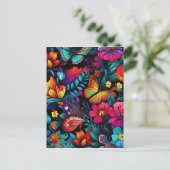 Bright Flower and Butterfly Pattern Briefkaart (Staand voorkant)