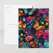 Bright Flower and Butterfly Pattern Briefkaart (Voorkant / Achterkant)