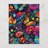 Bright Flower and Butterfly Pattern Briefkaart (Voorkant)