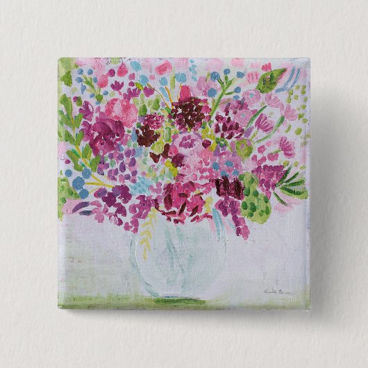 Bright Flower Bouquet Vierkante Button 5,1 Cm (Voorkant)