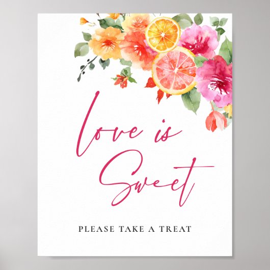 Bright Flower Citrus Slice Bridal Love is zoet Poster (Voorkant)