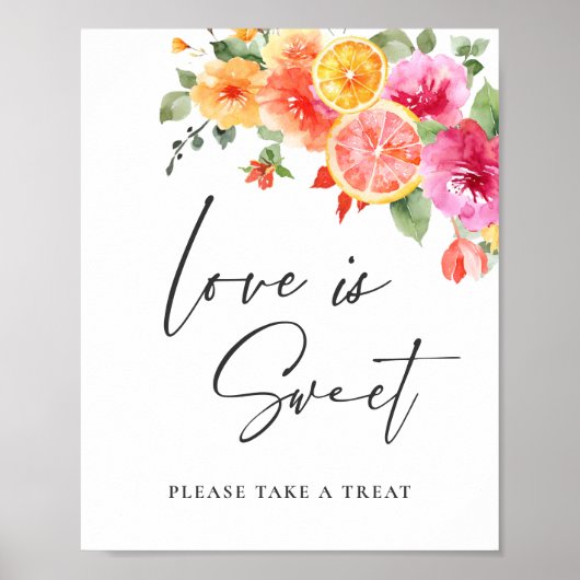 Bright Flower Citrus Slice Bridal Love is zoet Poster (Voorkant)