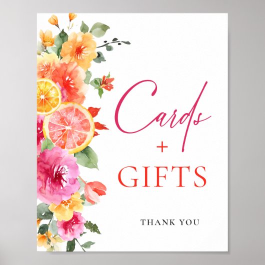 Bright Flower Citrus Slice bruids Kaarten en gesch Poster (Voorkant)