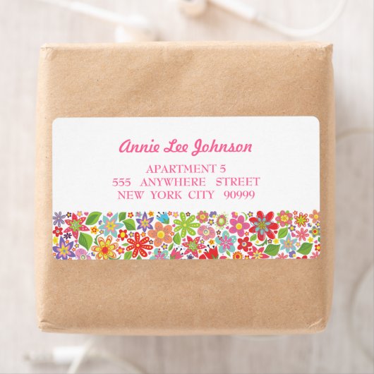 Bright Flower Garden Gepersonaliseerde Adresetiket Etiket (Insitu)