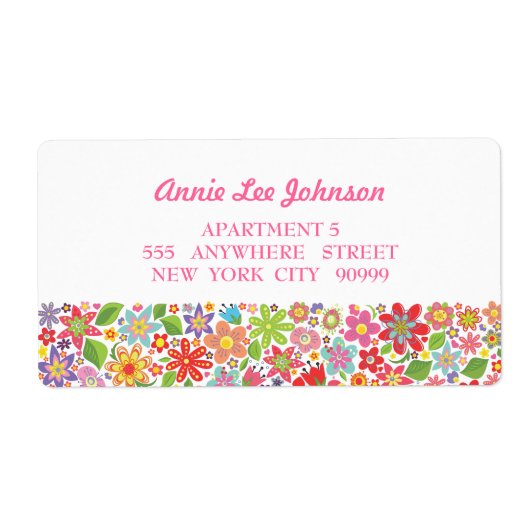Bright Flower Garden Gepersonaliseerde Adresetiket Etiket (Voorkant)