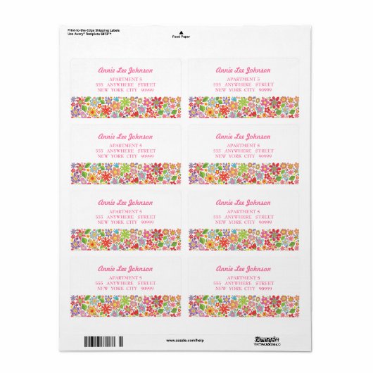 Bright Flower Garden Gepersonaliseerde Adresetiket Etiket (Full Sheet)