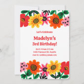 Bright Flower Power Verjaardag Kaart (Voorkant)