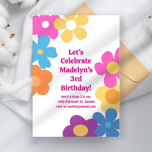 Bright Flower Power Verjaardag Kaart