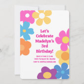 Bright Flower Power Verjaardag Kaart (Voorkant)