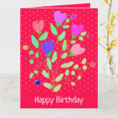 Bright Flowered en Polka Dot Verjaardag Kaart (Gele Bloem)