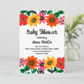 Bright Flowers Baby shower Invitation Kaart (Staand voorkant)