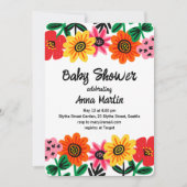 Bright Flowers Baby shower Invitation Kaart (Voorkant)