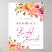 Bright Flowers Floral Citrus Bridal Brunch WELKOM Poster (Voorkant)