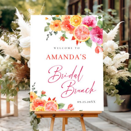 Bright Flowers Floral Citrus Bridal Brunch WELKOM Poster