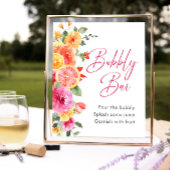 Bright Flowers Floral Citrus Bridal Bubbly Bar Poster