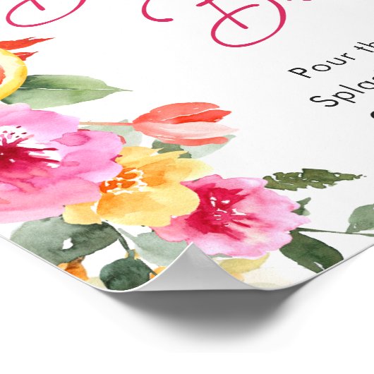 Bright Flowers Floral Citrus Bridal Bubbly Bar Poster (Hoek)