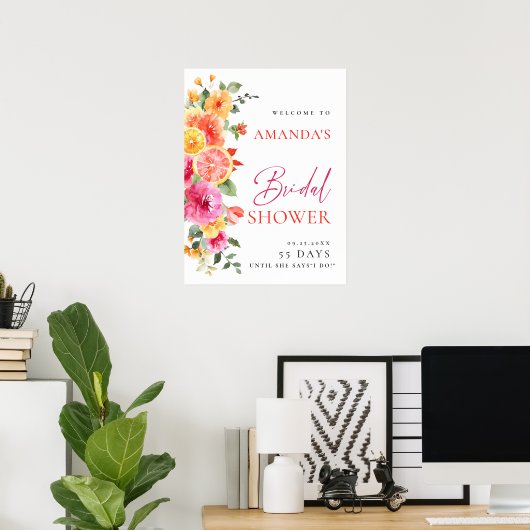 Bright Flowers Floral Citrus Vrijgezellenfeest WEL Poster (Thuiskantoor)