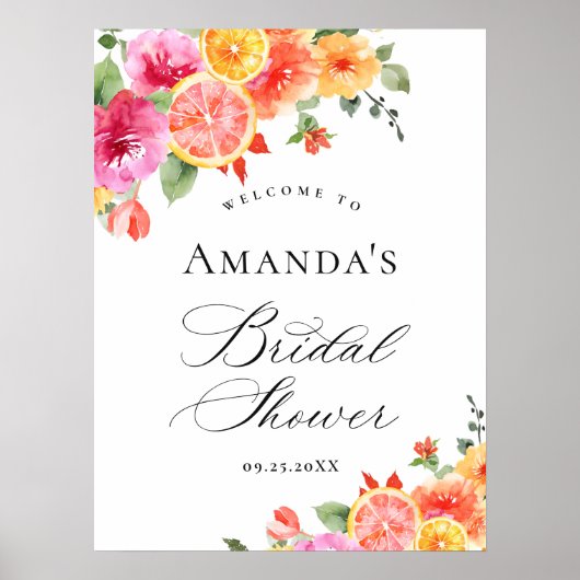 Bright Flowers Floral Citrus Vrijgezellenfeest WEL Poster (Voorkant)