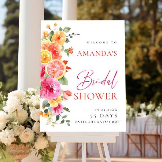 Bright Flowers Floral Citrus Vrijgezellenfeest WEL Poster