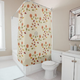 Bright Flowers Floral Pattern Cream Beige Douchegordijn