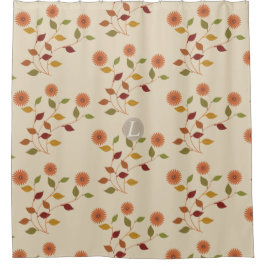  Bright Flowers Floral Pattern Cream Beige Douchegordijn