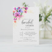 Bright Flowers Golden Greenery Bridal Brunch Invit Kaart (Staand voorkant)