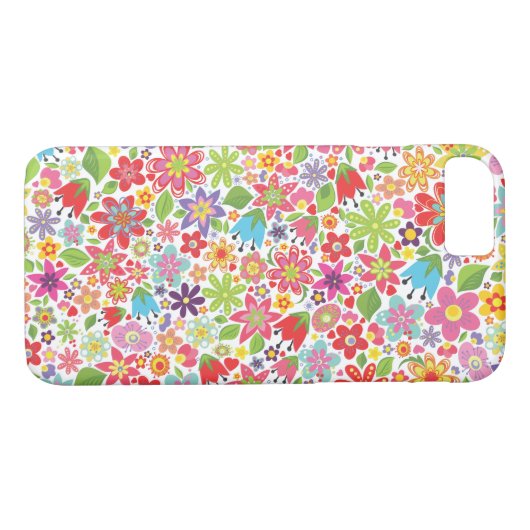 Bright Flowers Pattern iPhone 7 Hoesje (Achterkant (Horizontaal))