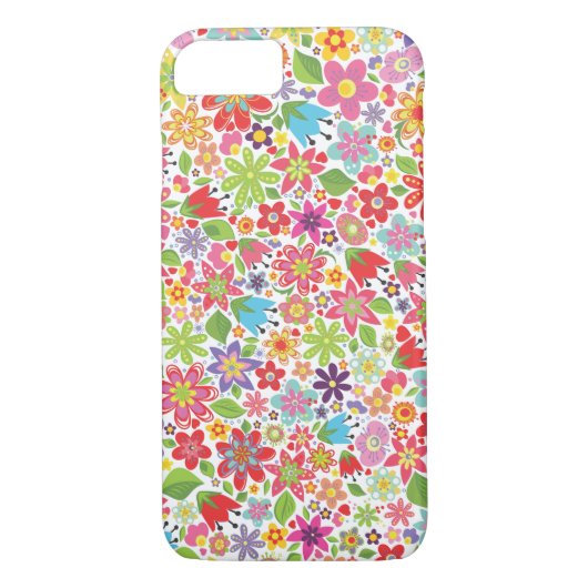 Bright Flowers Pattern iPhone 7 Hoesje (Achterkant)