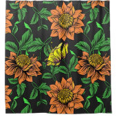 Bright Flowers Pop van zwarte achtergrond Douchegordijn (Voorkant)