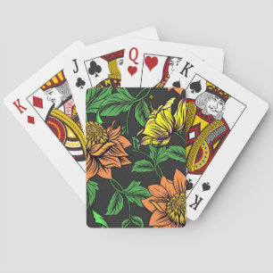 Bright Flowers Pop van zwarte achtergrond Pokerkaarten
