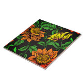 Bright Flowers Pop van zwarte achtergrond Tegeltje (Zijkant)