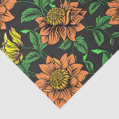 Bright Flowers Pop van zwarte achtergrond Tissuepapier (Detail)