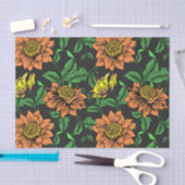 Bright Flowers Pop van zwarte achtergrond Tissuepapier (Craft)