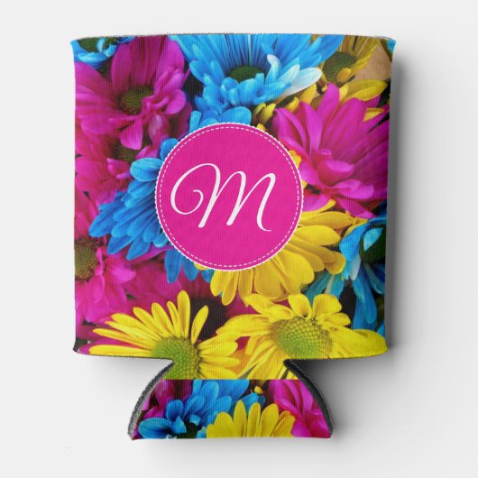 Bright Flowers Roze Monogram Blikjeskoeler (Voorkant)