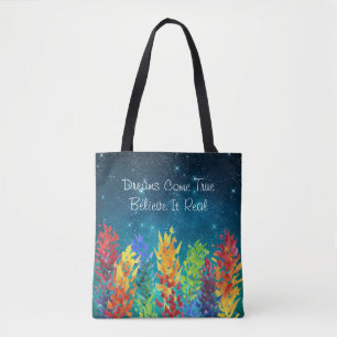Bright Flowers Sterrennacht dromen komen uit Tote Bag