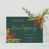 Bright Foliage Groen Thema Thanksgiving Diner Kaart (Staand voorkant)