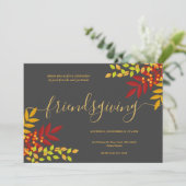 Bright Foliage Zwart Thema Thanksgiving Diner Kaart (Staand voorkant)