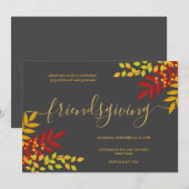 Bright Foliage Zwart Thema Thanksgiving Diner Kaart (Voorkant / Achterkant)