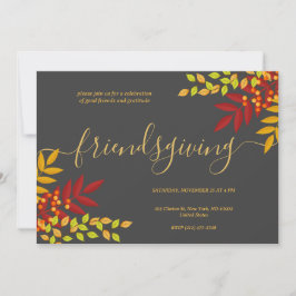 Bright Foliage Zwart Thema Thanksgiving Diner Kaart