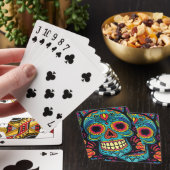 Bright Folk Art Sugar Skull Day of the Dead Party Pokerkaarten (Insitu)