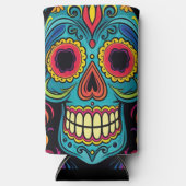 Bright Folk Art Sugar Skull Day of the Dead Party Seltzer Blikjeskoeler (Voorkant)