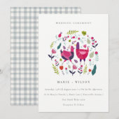 Bright Folk Boerderij Floral Tortelduifjes bruilof Bedankkaart (Voorkant / Achterkant)