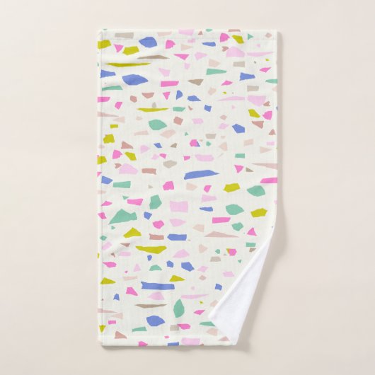 Bright fragment van Terrazzo Pattern Bad Handdoek (Handdoek)