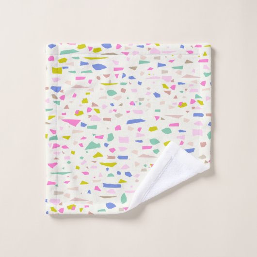 Bright fragment van Terrazzo Pattern Bad Handdoek (Wasdoekje)
